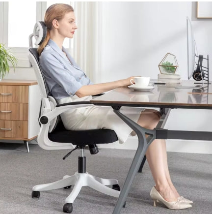 Comfortable Desk Chair for Students with Back Support, Long Sitting Study Chair